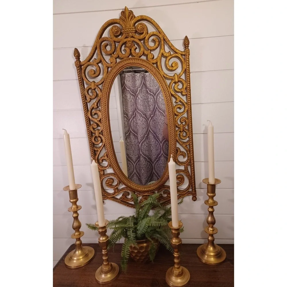 Vintage syroco gold mirror Hollywood Regency Gothic Victorian style